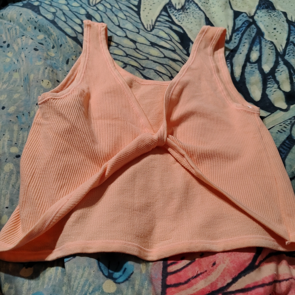 Peach Ribbed Wrap It Up  Twist Front Tank Top/Out From Under/ UO/ SZ XL XXL/Info